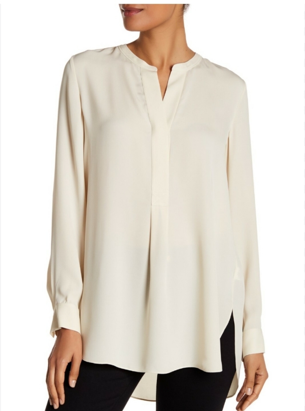 STILLS.eu Silk Cream Long-Sleeve Button-Front Blouse 42